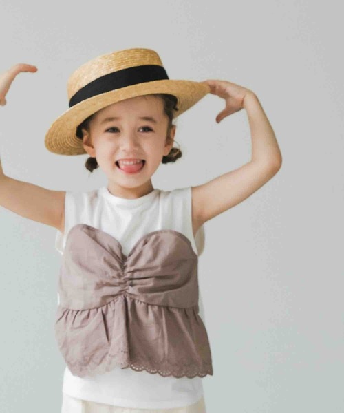 pairmanon（ペアマノン）の「キャミドッキングレースブラウス 無地 ガールズ（シャツ/ブラウス・キッズ・ブラック/モカ/ラベンダー・100/110/120/90/140/150/130）」の3枚目の写真