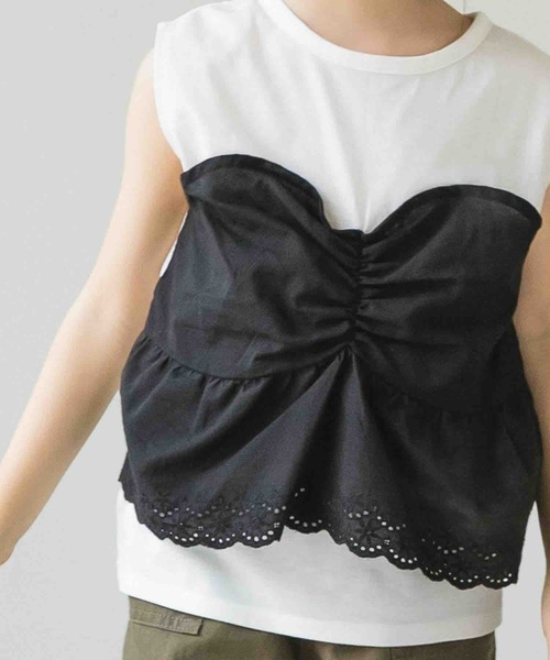pairmanon（ペアマノン）の「キャミドッキングレースブラウス 無地 ガールズ（シャツ/ブラウス・キッズ・ブラック/モカ/ラベンダー・100/110/120/90/140/150/130）」の4枚目の写真