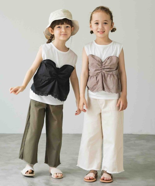 pairmanon（ペアマノン）の「キャミドッキングレースブラウス 無地 ガールズ（シャツ/ブラウス・キッズ・ブラック/モカ/ラベンダー・100/110/120/90/140/150/130）」の9枚目の写真