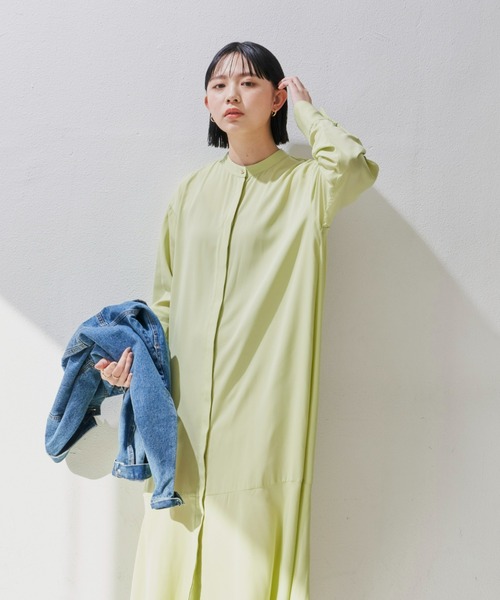 フレアロングシャツワンピース