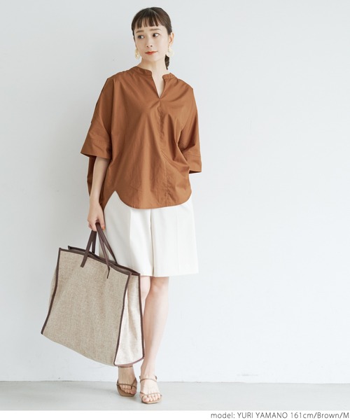 coca(coca)(コカ)の「キーネックドルマンシャツ(シャツ/ブラウス・レディース・ホワイト/ブラウン・M/L)」の3枚目の写真