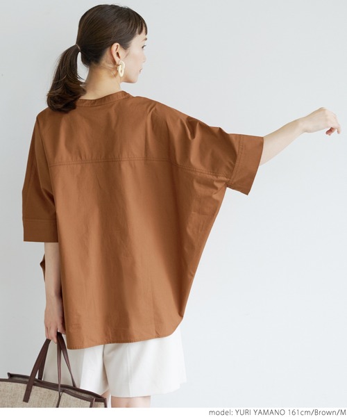 coca(coca)(コカ)の「キーネックドルマンシャツ(シャツ/ブラウス・レディース・ホワイト/ブラウン・M/L)」の5枚目の写真