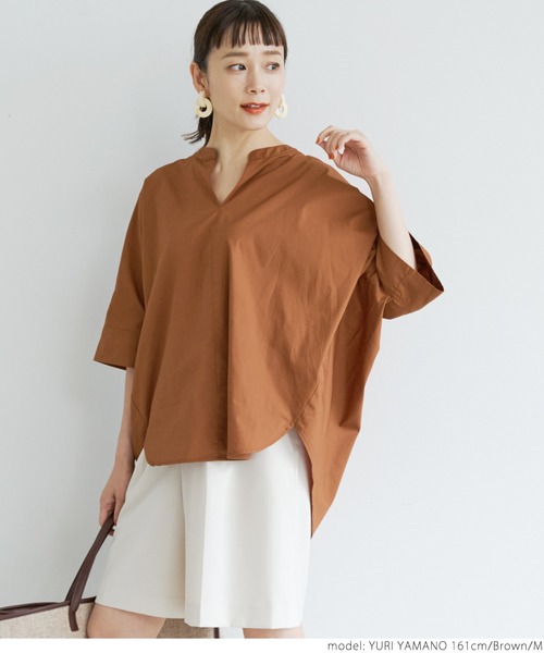 coca(coca)(コカ)の「キーネックドルマンシャツ(シャツ/ブラウス・レディース・ホワイト/ブラウン・M/L)」の7枚目の写真