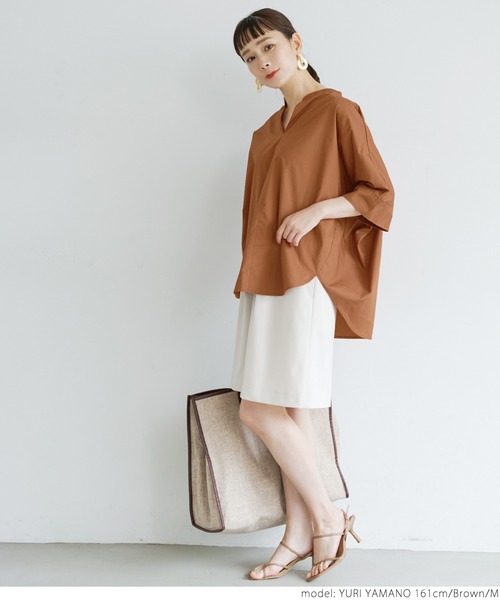 coca(coca)(コカ)の「キーネックドルマンシャツ(シャツ/ブラウス・レディース・ホワイト/ブラウン・M/L)」の8枚目の写真