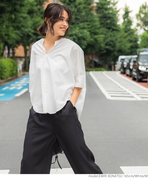 coca(coca)(コカ)の「キーネックドルマンシャツ(シャツ/ブラウス・レディース・ホワイト/ブラウン・M/L)」の11枚目の写真