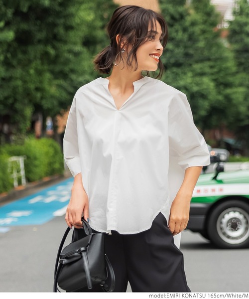 coca(coca)(コカ)の「キーネックドルマンシャツ(シャツ/ブラウス・レディース・ホワイト/ブラウン・M/L)」の14枚目の写真