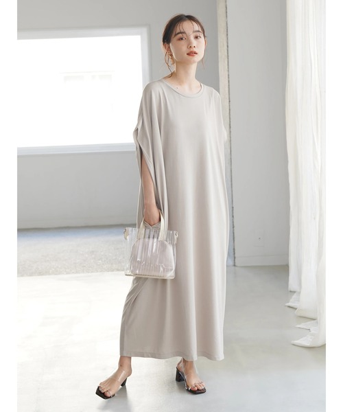 AMERICAN HOLIC（アメリカンホリック）の「フレンチスリーブカットワンピース ＊●（ワンピース・レディース・ブルー/グレイッシュベージュ/チャコールグレー・M/L）」の5枚目の写真