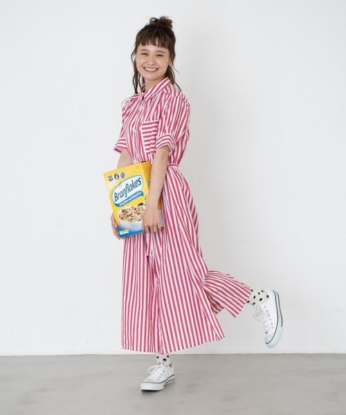 MERLOT(メルロー)の「ポップストライプシャツワンピース(ワンピース・レディース・レッド/ブルー・FREE)」の9枚目の写真