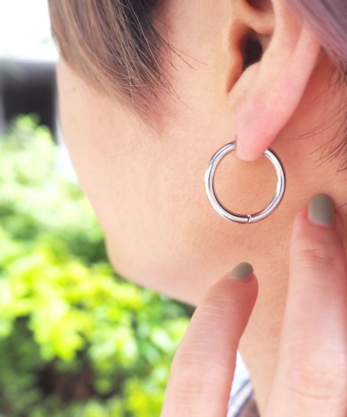 Diliraba】サージカルステンレス シルバー フープピアス（ピアス