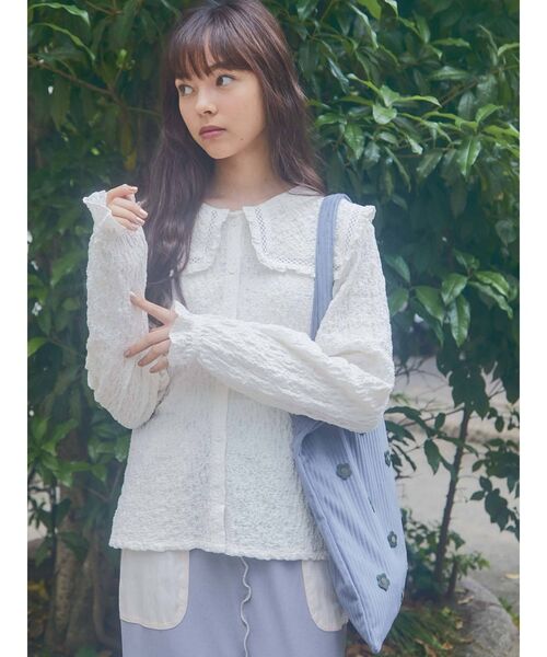 merry jenny(メリージェニー)の「おはな咲いたトートbag(トートバッグ・レディース・アイボリー/ブラック/ブルー・FREE)」の10枚目の写真