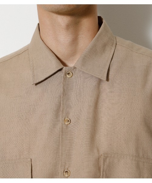 AZUL by moussy（アズールバイマウジー）の「REPREVE W POCKET BIG SHIRT/リプリーブWポケットビッグシャツ（シャツ/ブラウス・メンズ・ベージュ/ブラック・MEDIUM/LARGE）」の13枚目の写真