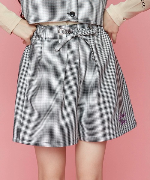 JENNI love（ジェニィラブ）の「千鳥柄ウエストリボンショーパン（その他パンツ・キッズ・サックスブルー/ベージュ/ブラック・130cm/140cm/150cm/160cm）」の2枚目の写真