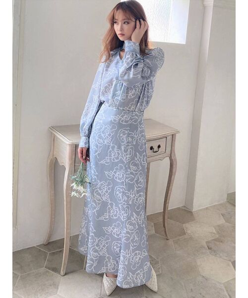 RESEXXY（リゼクシー）の「ニュアンスフラワーマーメイドスカート【セットアップ着用可能】（スカート・レディース・ベージュ/ブラウン/ブルー・FREE）」の9枚目の写真