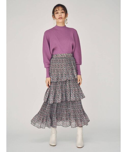 MERCURYDUO（マーキュリーデュオ）の「リブデザインコンパクトドルマンニット（ニット/セーター・レディース・オフホワイト/ブラック/ピンク/ベージュ・FREE）」の13枚目の写真