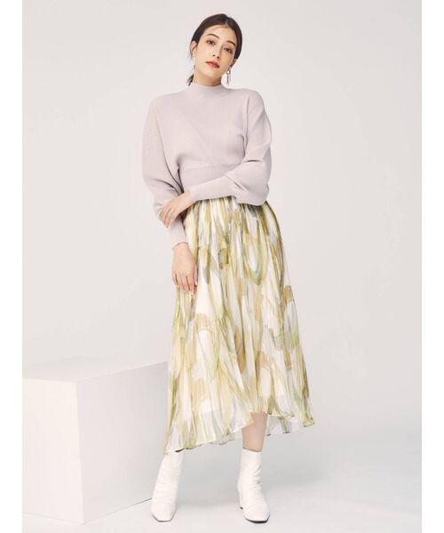 MERCURYDUO（マーキュリーデュオ）の「リブデザインコンパクトドルマンニット（ニット/セーター・レディース・オフホワイト/ブラック/ピンク/ベージュ・FREE）」の10枚目の写真