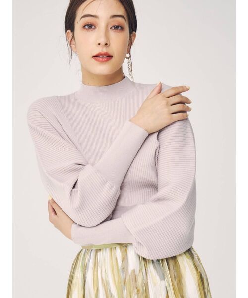 MERCURYDUO（マーキュリーデュオ）の「リブデザインコンパクトドルマンニット（ニット/セーター・レディース・オフホワイト/ブラック/ピンク/ベージュ・FREE）」の7枚目の写真
