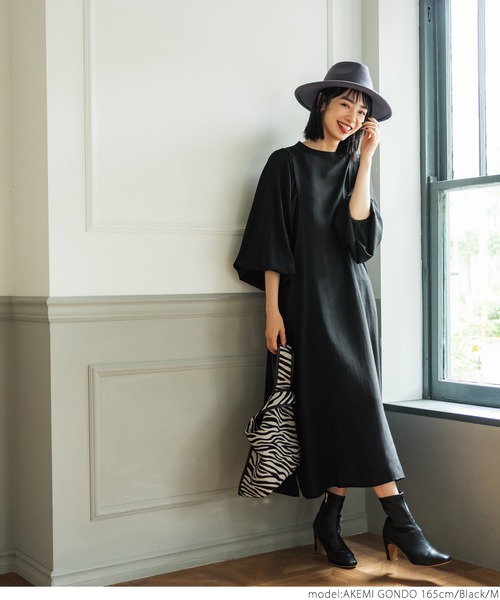 coca（coca）（コカ）の「ボリュームスリーブシャツワンピース（ワンピース・レディース・ブラック/マスタード・M/L）」の11枚目の写真