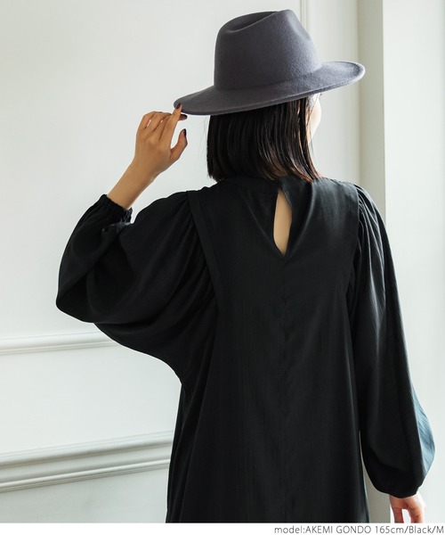 coca（coca）（コカ）の「ボリュームスリーブシャツワンピース（ワンピース・レディース・ブラック/マスタード・M/L）」の7枚目の写真