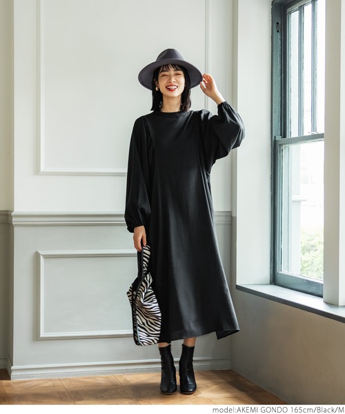 coca（coca）（コカ）の「ボリュームスリーブシャツワンピース（ワンピース・レディース・ブラック/マスタード・M/L）」の8枚目の写真