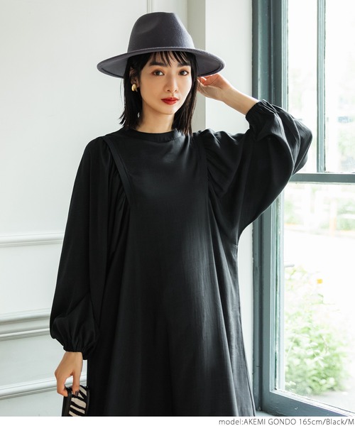 coca（coca）（コカ）の「ボリュームスリーブシャツワンピース（ワンピース・レディース・ブラック/マスタード・M/L）」の10枚目の写真