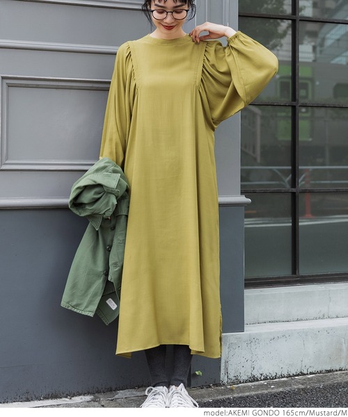 coca（coca）（コカ）の「ボリュームスリーブシャツワンピース（ワンピース・レディース・ブラック/マスタード・M/L）」の12枚目の写真