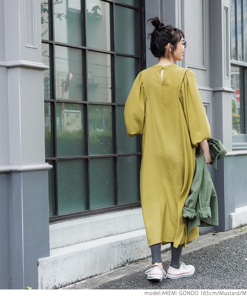 coca（coca）（コカ）の「ボリュームスリーブシャツワンピース（ワンピース・レディース・ブラック/マスタード・M/L）」の14枚目の写真