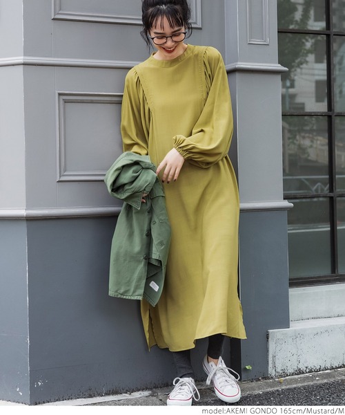 coca（coca）（コカ）の「ボリュームスリーブシャツワンピース（ワンピース・レディース・ブラック/マスタード・M/L）」の15枚目の写真