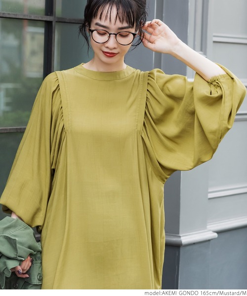 coca（coca）（コカ）の「ボリュームスリーブシャツワンピース（ワンピース・レディース・ブラック/マスタード・M/L）」の16枚目の写真