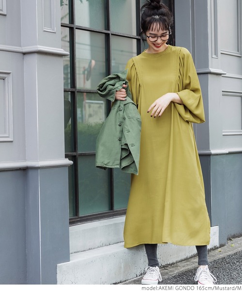 coca（coca）（コカ）の「ボリュームスリーブシャツワンピース（ワンピース・レディース・ブラック/マスタード・M/L）」の18枚目の写真