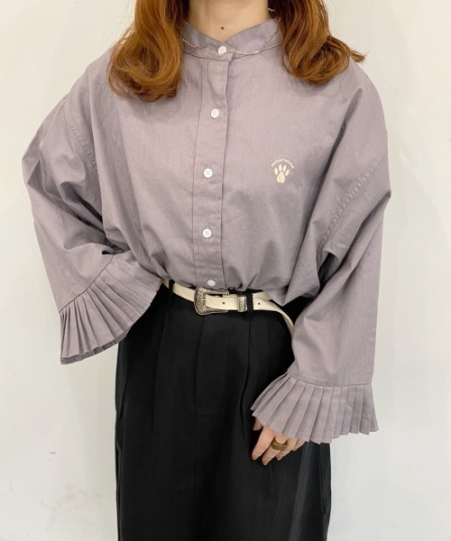 nemne store（ネンネストア）の「夢が広がるソデフリル刺繍シャツ（シャツ/ブラウス・レディース・ベージュ/パープル/オフホワイト/カーキ・フリー）」の12枚目の写真