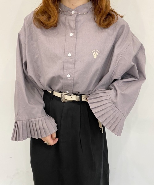 nemne store（ネンネストア）の「夢が広がるソデフリル刺繍シャツ（シャツ/ブラウス・レディース・ベージュ/パープル/オフホワイト/カーキ・フリー）」の18枚目の写真