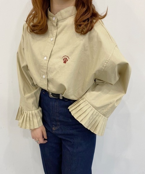 nemne store（ネンネストア）の「夢が広がるソデフリル刺繍シャツ（シャツ/ブラウス・レディース・ベージュ/パープル/オフホワイト/カーキ・フリー）」の14枚目の写真