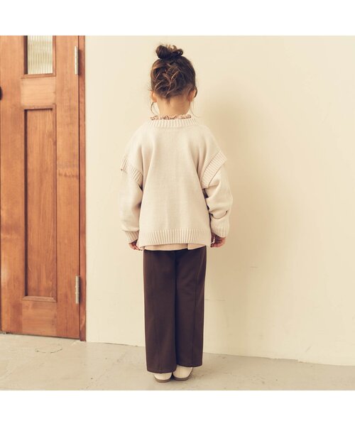 apres les cours（アプレレクール）の「2WAYゆったりニットカーディガン（カーディガン/ボレロ・キッズ・ラベンダー/アイボリー・130/110/90/140）」の4枚目の写真