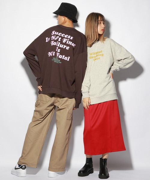 PBLIM（ページボーイリム）の「【PAGEBOYLIM】カラーロゴスウェット（Tシャツ/カットソー・レディース・グレー/ブラウン・MEDIUM/LARGE）」の3枚目の写真