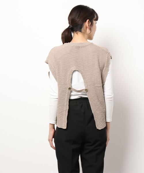 Samansa Mos2（サマンサ モスモス）の「後ろ開きカノコベスト（ベスト・レディース・ブラック/ボルドー/モカ・ﾌﾘ-）」の6枚目の写真