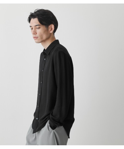 AZUL by moussy（アズールバイマウジー）の「RAYON LINEN SHIRT/レーヨンリネンシャツ（シャツ/ブラウス・メンズ・オフホワイト/カーキ/ブラック・SMALL/MEDIUM/LARGE）」の4枚目の写真