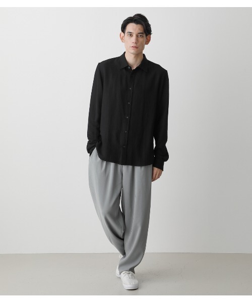 AZUL by moussy（アズールバイマウジー）の「RAYON LINEN SHIRT/レーヨンリネンシャツ（シャツ/ブラウス・メンズ・オフホワイト/カーキ/ブラック・SMALL/MEDIUM/LARGE）」の6枚目の写真