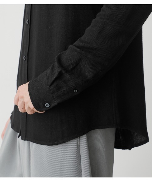 AZUL by moussy（アズールバイマウジー）の「RAYON LINEN SHIRT/レーヨンリネンシャツ（シャツ/ブラウス・メンズ・オフホワイト/カーキ/ブラック・SMALL/MEDIUM/LARGE）」の12枚目の写真