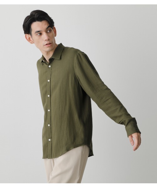 AZUL by moussy（アズールバイマウジー）の「RAYON LINEN SHIRT/レーヨンリネンシャツ（シャツ/ブラウス・メンズ・オフホワイト/カーキ/ブラック・SMALL/MEDIUM/LARGE）」の13枚目の写真