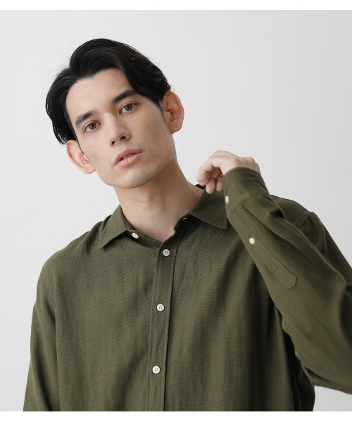 AZUL by moussy（アズールバイマウジー）の「RAYON LINEN SHIRT/レーヨンリネンシャツ（シャツ/ブラウス・メンズ・オフホワイト/カーキ/ブラック・SMALL/MEDIUM/LARGE）」の14枚目の写真