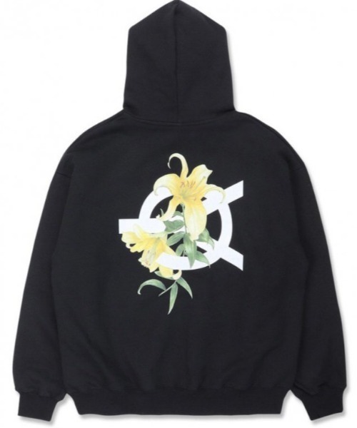 OY トレーナー ロゴ ゆりの花 ブラック