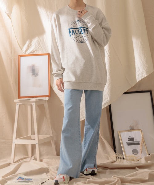 Adoon plain(アドーンプレーン)の「【Adoon plain】ロゴプリントスウェット(スウェット・メンズ・オートミール/ブラック・MEDIUM/LARGE)」の3枚目の写真