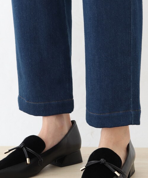 SHOO・LA・RUE（シューラルー）の「◆【S-3L】裏起毛デニムイージーテーパード（デニムパンツ・レディース・ブラック/ダークネイビー・02/01/05/04/03）」の9枚目の写真