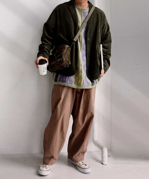 antiqua（アンティカ）の「レトロなざっくりジャガードニット（ニット/セーター・レディース・カーキ・M/L/L/XL）」の4枚目の写真