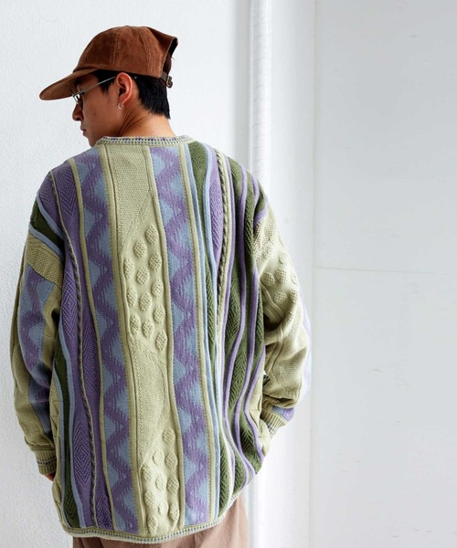 antiqua（アンティカ）の「レトロなざっくりジャガードニット（ニット/セーター・レディース・カーキ・M/L/L/XL）」の8枚目の写真