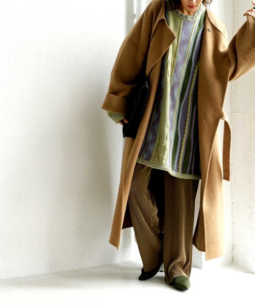 antiqua（アンティカ）の「レトロなざっくりジャガードニット（ニット/セーター・レディース・カーキ・M/L/L/XL）」の22枚目の写真