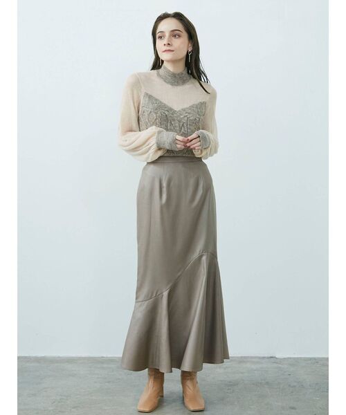 LAGUNAMOON（ラグナムーン）の「アシンメトリーフレアーチンツスカート（スカート・レディース・ライトグレー/ピンク/モカ・SMALL/MEDIUM）」の5枚目の写真
