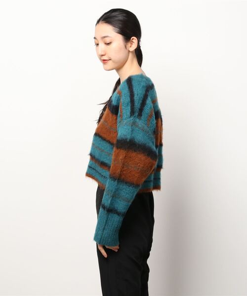 EACH.(イーチ)の「【EACH】V-NECK STRIPE KNIT Vネックストライプニット(ニット/セーター・レディース・ブラウン/グリーン・FREE)」の15枚目の写真