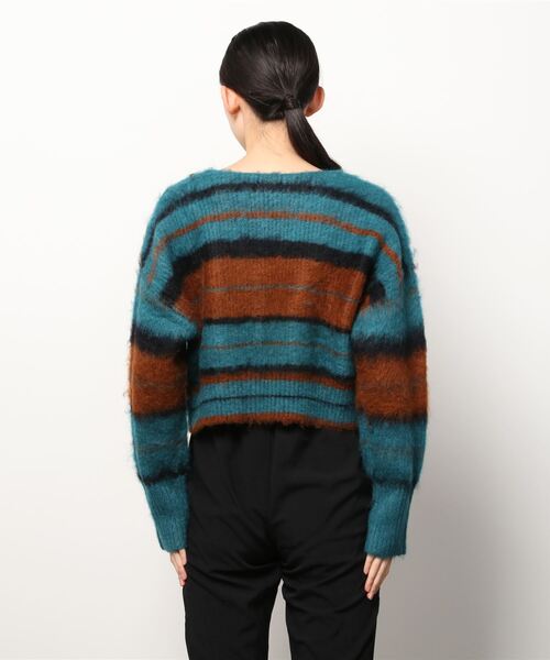 EACH.(イーチ)の「【EACH】V-NECK STRIPE KNIT Vネックストライプニット(ニット/セーター・レディース・ブラウン/グリーン・FREE)」の16枚目の写真