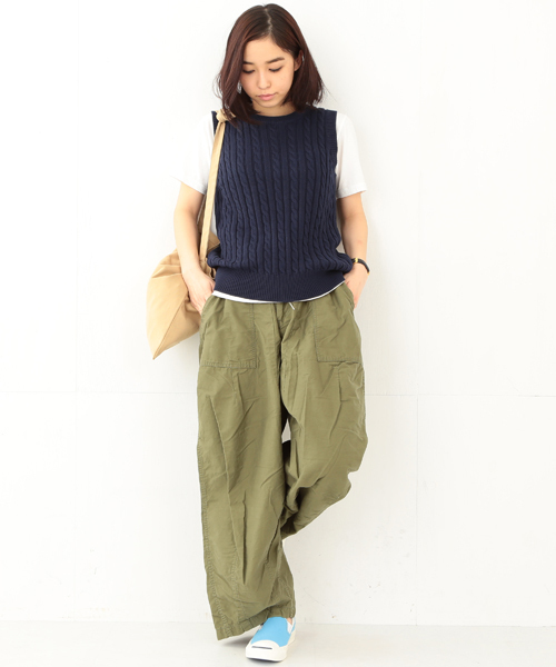 BEAMS BOY(ビームスボーイ)の「BEAMS BOY / 5ゲージ ケーブル編み クルーベスト(ベスト・レディース・ナチュラル/グレー/ネイビー・ONE SIZE)」の8枚目の写真